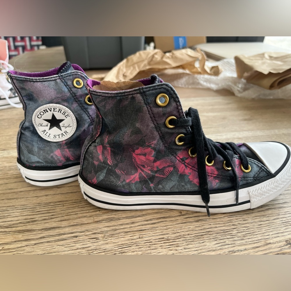Converse High-Top Sneakers with Floral Design
